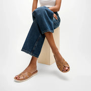 SOLAY Waterproof-Leather Woven Slides