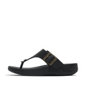 TRAKK II Mens Buckle Emboss-Leather Toe-Post Sandals