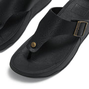 TRAKK II Mens Buckle Emboss-Leather Toe-Post Sandals