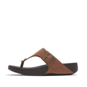TRAKK II Mens Buckle Emboss-Leather Toe-Post Sandals