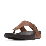 TRAKK II Mens Buckle Emboss-Leather Toe-Post Sandals
