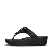 LULU Beaded Toe-Post Sandals - All Black