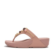 LULU Beaded Toe-Post Sandals - Clay Blush Multi