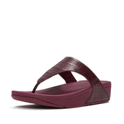 LULU Crocodile Toe-Post Sandals - Dark Merlot