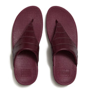 LULU Crocodile Toe-Post Sandals - Dark Merlot
