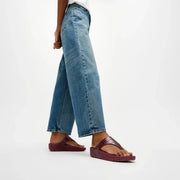 LULU Crocodile Toe-Post Sandals - Dark Merlot