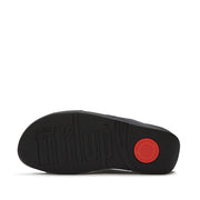 LULU Crocodile Slides - All Black