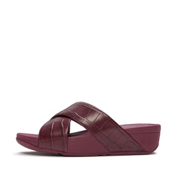 LULU Crocodile Slides - Dark Merlot