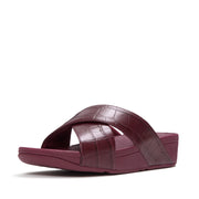LULU Crocodile Slides - Dark Merlot