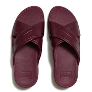 LULU Crocodile Slides - Dark Merlot