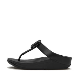 FINO Crystal Prism Toe-Post Sandals - All Black