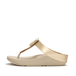 FINO Metallic Crystal Prism Toe-Post Sandals - Platino