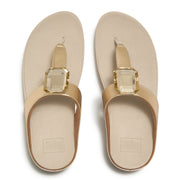 FINO Metallic Crystal Prism Toe-Post Sandals - Platino