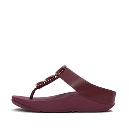 FINO Bead-Circle Toe-Post Sandals - Dark Merlot