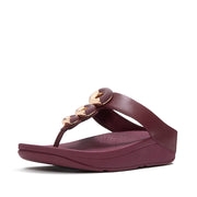 FINO Bead-Circle Toe-Post Sandals - Dark Merlot