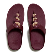 FINO Bead-Circle Toe-Post Sandals - Dark Merlot