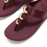 FINO Bead-Circle Toe-Post Sandals - Dark Merlot