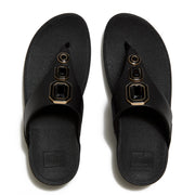 LULU Bold Crystals Toe-Post Sandals - All Black