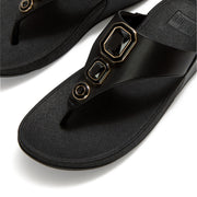 LULU Bold Crystals Toe-Post Sandals - All Black