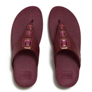LULU Bold Crystals Toe-Post Sandals - Dark Merlot