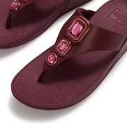 LULU Bold Crystals Toe-Post Sandals - Dark Merlot