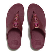 LULU Bold Crystals Toe-Post Sandals - Dark Merlot