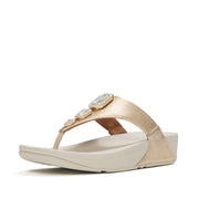 LULU Metallic Bold Crystals Toe-Post Sandals - Platino