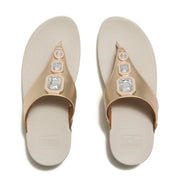 LULU Metallic Bold Crystals Toe-Post Sandals - Platino