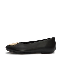 DELICATO Leather Adornment High Ballerinas - Black