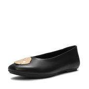 DELICATO Leather Adornment High Ballerinas - Black
