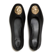 DELICATO Leather Adornment High Ballerinas - Black