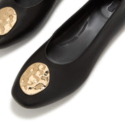 DELICATO Leather Adornment High Ballerinas - Black