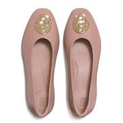 DELICATO Leather Adornment High Ballerinas - Blush Clay