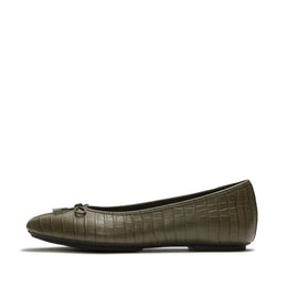 DELICATO Crocodile Ballerinas - Deep Olive