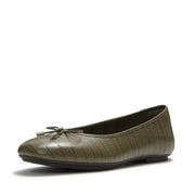 DELICATO Crocodile Ballerinas - Deep Olive