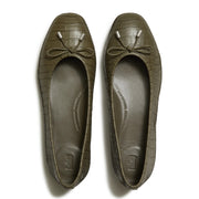 DELICATO Crocodile Ballerinas - Deep Olive