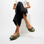DELICATO Crocodile Ballerinas - Deep Olive