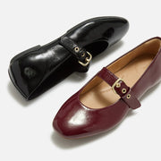 DELICATO Patent Textured Leather Mary Janes - Black