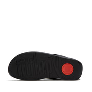 LULU Chunky Wooden Stone Toe-Post Sandals - Black