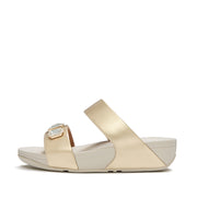 LULU Bold Crystal Metallic Two-Bar Slides - Platino