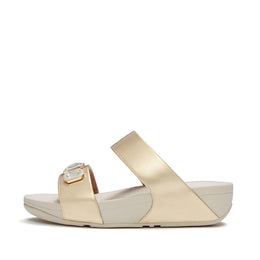 LULU Bold Crystal Metallic Two-Bar Slides - Platino