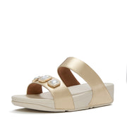 LULU Bold Crystal Metallic Two-Bar Slides - Platino