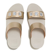 LULU Bold Crystal Metallic Two-Bar Slides - Platino