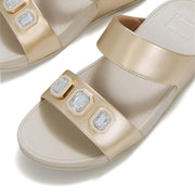 LULU Bold Crystal Metallic Two-Bar Slides - Platino