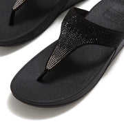 LULU Ombre Crystal Toe-Post Sandals - Black