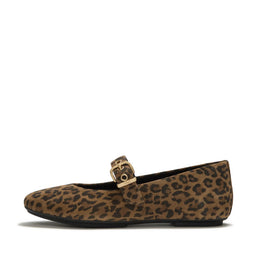 DELICATO Suede Leopard Mary Janes - Tan/Black