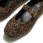 DELICATO Suede Leopard Mary Janes - Tan/Black