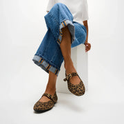 DELICATO Suede Leopard Mary Janes - Tan/Black