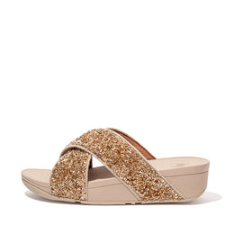 LULU Shimmerfoil Cross Slides - Gold