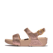 LULU Crinkled-Shimmer Back-Strap Sandals